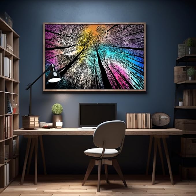 Bgraamiens Puzzle-Forest Under Starry Night-1000 Pieces Gradient Magic Colorful Puzzle for Adult,Hard Challenge Puzzle for Adult