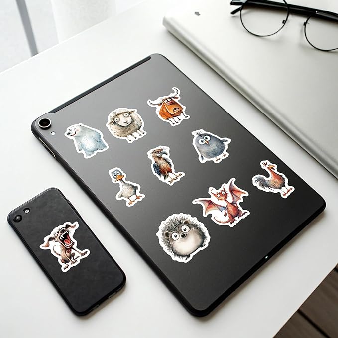 50 Pcs Funny Quirky Crazy Animal Stickers for Kids Teacher Water Bottle Laptop Phone Case Kindle Suitcase Scrapbook Diary Notebook Craft, Waterproof Vinyl Sticker Decal
