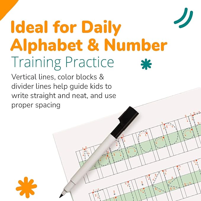 Channie's Visual Dry Erase Number & Alphabet Magnetic Board, Reusable Number & Letter Tracing Board for Kids Ages 3+, with Color-Coded Blocks, Practical 2 Pack + 1 Black Marker