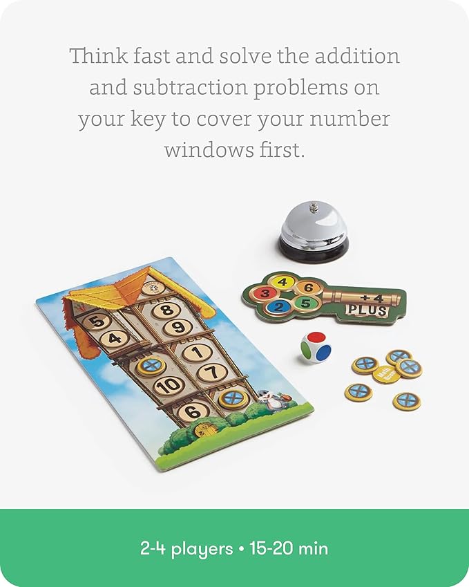 SimplyFun Math Room - Educational Game - Quick Thinking & Fun Games for Kids Ages 5 & Up - Fast Solving Addition & Subtraction Game - 2 to 4 Players