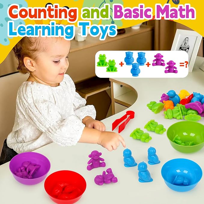 Color Sorting Toys for Toddlers,Counting Animals Matching Games Montessori Educational Preschol Toddler Learning Activities Sensory Traning Toys Gift for 3+ Year Old Boys Girls