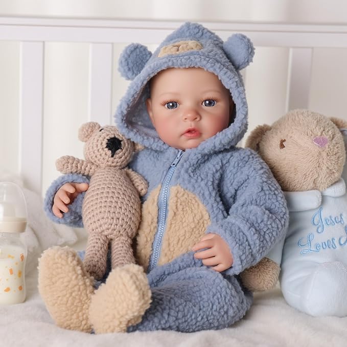 BABESIDE Realistic Reborn Baby Dolls Boy–18 Inch Lifelike Newborn Real Life Baby Dolls with Soft Weighted Cloth Body & Poseable Vinyl Limbs – Realistic Baby Doll with Toy & Gift Box for Kids Age 3 +