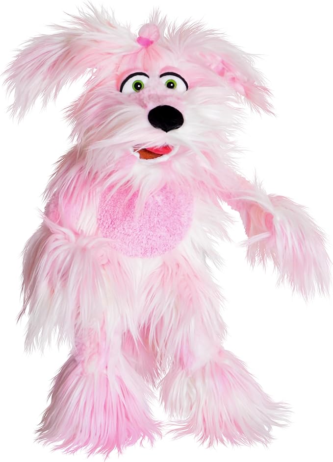 Living Puppets 20-Inch Plush Pink Dog Puppy Hand Puppet - Fine European Design, Ultra-Soft and Cuddly, Promotes Child Development, Safety Certified, Teacher-Recommended for Boys and Girls
