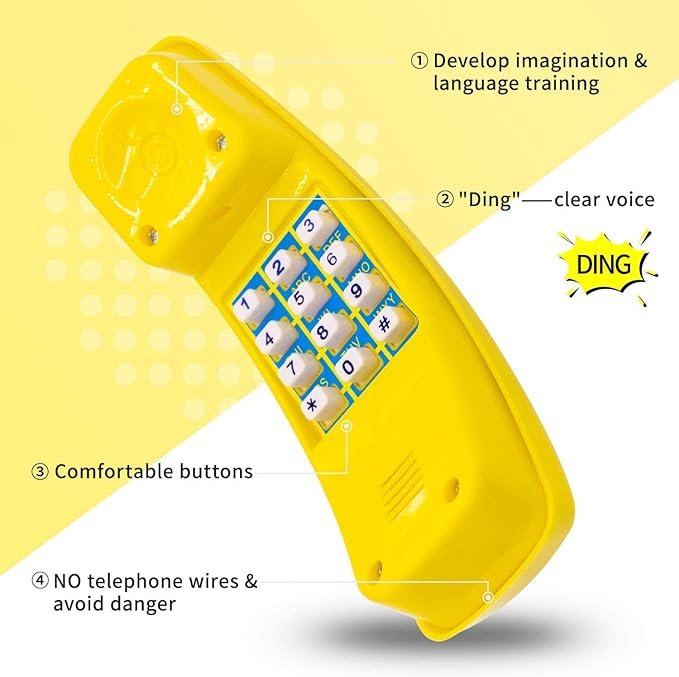 HAPPYPIE Toy Phone for Kids Swing Set Phone Pretend Phones and Learning Education Phones Plastic Telephone Creative Children Play Phone for Toddlers Baby Cell Phone Playhouse Phone (Yellow)