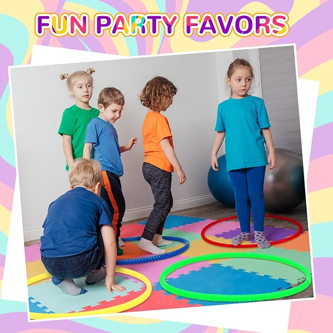 Sratte 8 Pcs Color Hoop Detachable Adjustable Hoop Exercise Ring Plastic Toys for Teens Games Gymnastics Dog Agility Equipment Party Decor, 4 Colors
