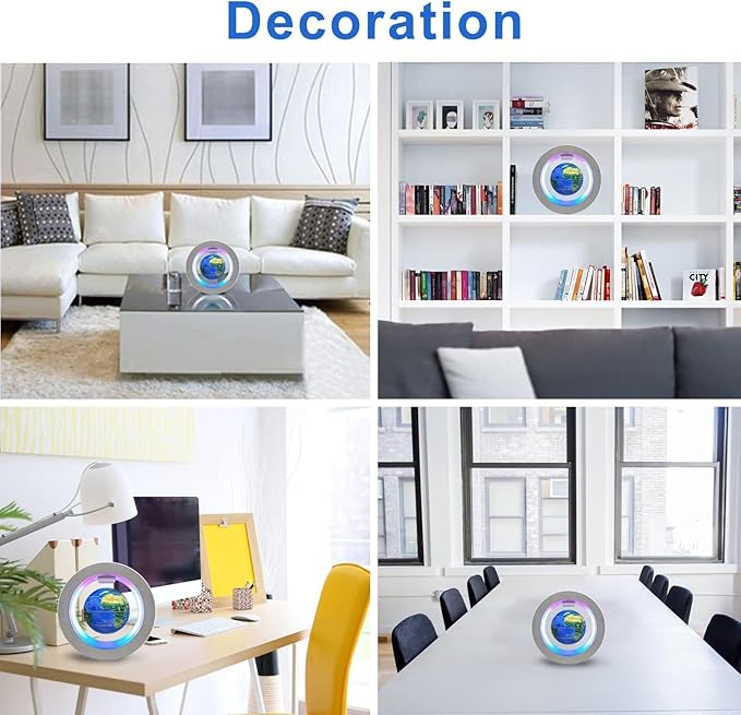 Flagest Magnetic Levitation Floating Globe - Levitating O Shape Globe with LED Lights for Education Home Office Desk Decor - Birthday Holiday Party Gift (4Inches）