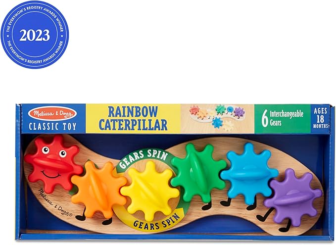 Melissa & Doug Rainbow Caterpillar Gear Toy with 6 Interchangeable Gears