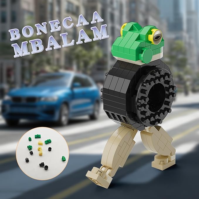 Italian Brainrot Action Figure Building Kit, Brainrot Toys, Creative STEM Construction Blocks, Collectible Desk Decor Gift for Adults & Teens 14+(BONECAA MBALAM)
