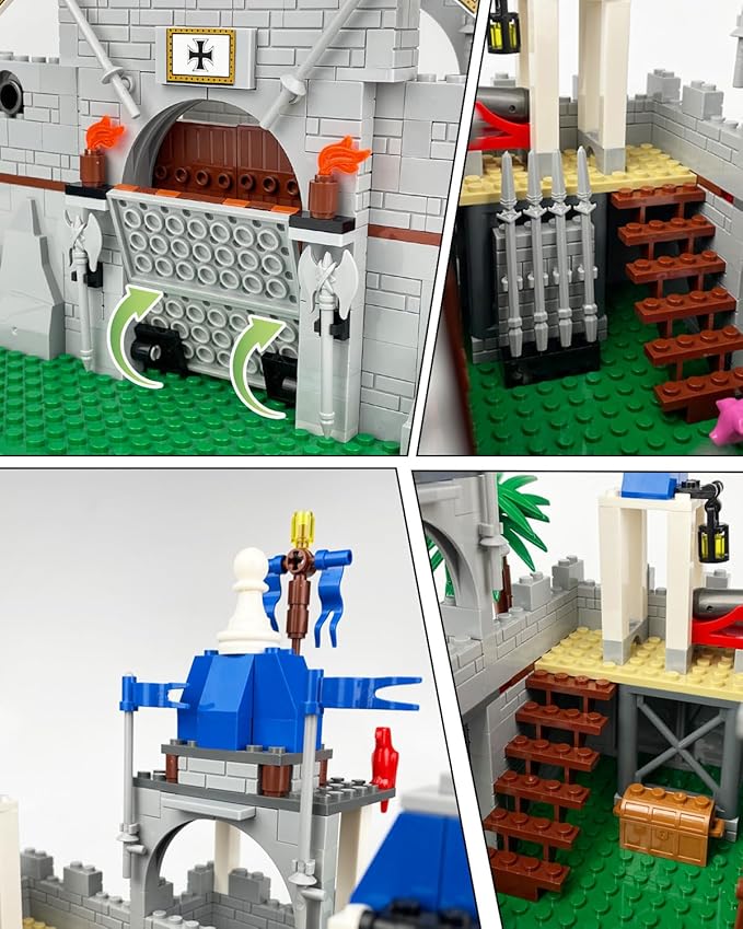 Medieval Knight Castle Building Blocks Set – Comes with 12 Knights Figures , Compatible with Lego Medieval Town Square House Toys , for Adults & Children Ages 6+