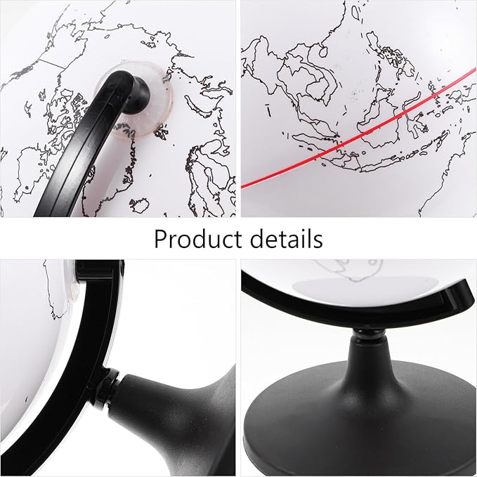 Operitacx Blank Geographic Globes with Stand, Paintable World Map Globes for Geographical Teacher Classroom Desktop Decor