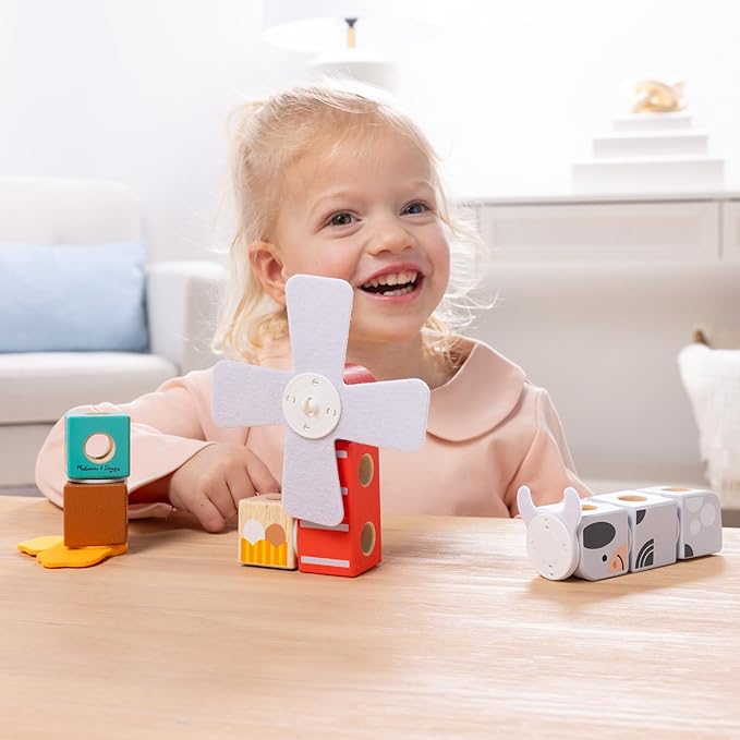 Melissa & Doug Blockables™ Farm and Farm Friends 2-Pack Bundle Connectable Wooden Building Blocks Preschool Play Set Toy