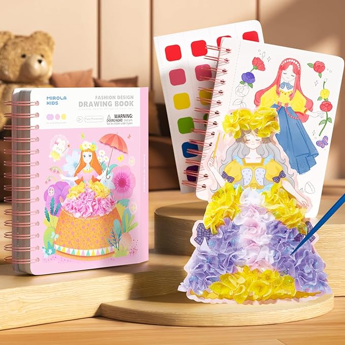 MIROLA KIDS 3 in 1 Poke Craft Kits for Girls, Princess Dress Art Crafts for Kids Ages 4-8, DIY Activity with Watercolor Painting, Stickers, Poking Gifts for 4 5 6 7 8+ Year Old Girls