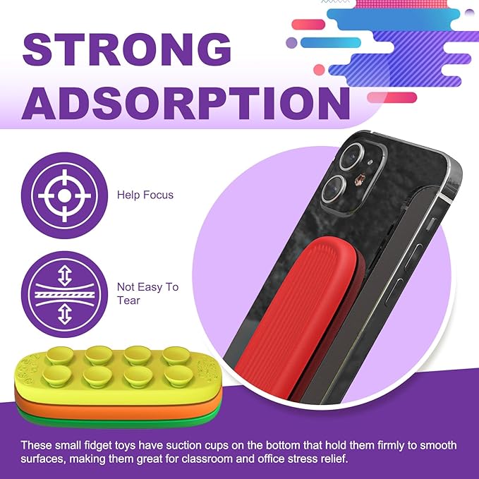 Fidget Toys Sensory Stone for Adults, 8 Pcs Silicone Sensory Strips for Autism Kids, Fidget Stress Toys for Anxiety Relief, Students Calm Down Classroom Prizes