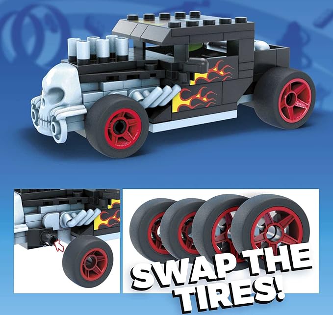 MEGA Construx Hot Wheels Monster Trucks Toy Car Building Set, Bone Shaker with 194 Pieces, 1 Micro Action Figure Driver, Red, Kids Age 5+ Years