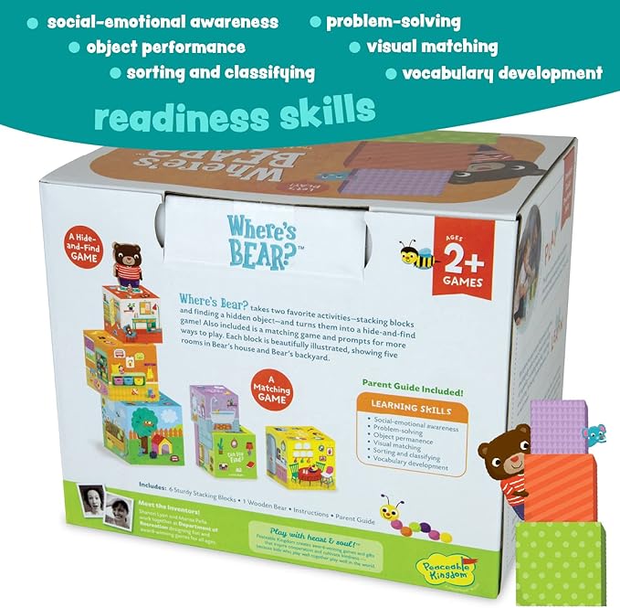 Peaceable Kingdom Where's Bear? The Hide and Find Stacking Block Game for 2 Year Olds