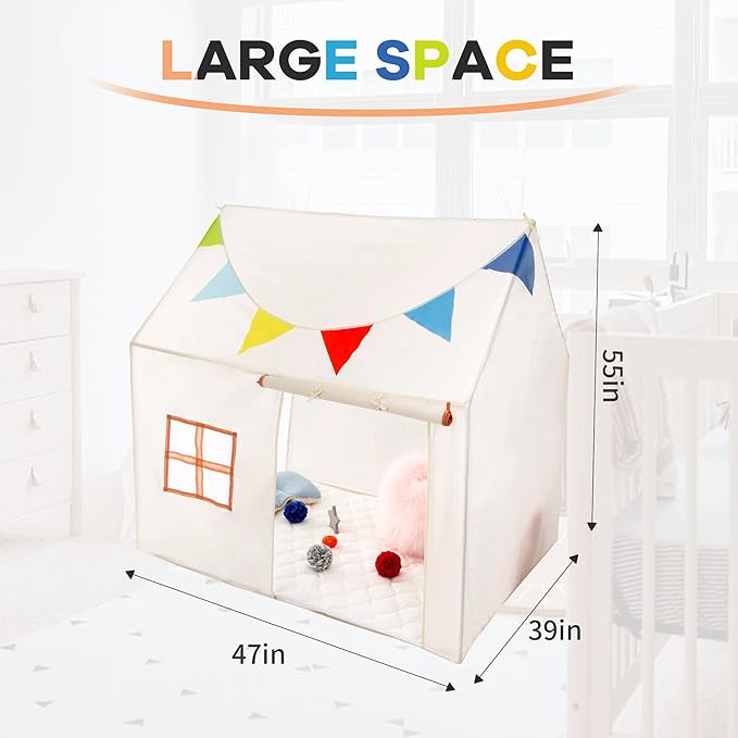 TTLOJ Gift for Christmas Cottage Style Play Tents for Boys Girls, Castle Tent, Large Playhouse Toy for Toddler Play House, Teepee Tent Indoor Outdoor (Ball Lights NOT Included