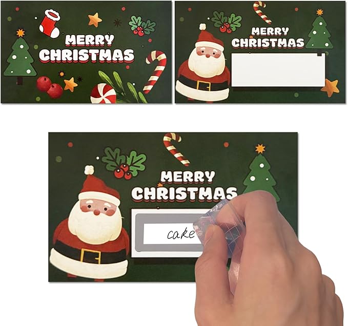 50 Pack Scratch Off Cards, DIY Custom Christmas Scratch Off Stickers, Your Own Game Tickets for Prizes Gift Scratch Cards for Small Business Holiday Birthday Party Favors Games Supplies (Green)