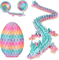 Dragon Eggs with Dragon Inside, 3D Printed Surprise Funny Gifts for Kids, Articulated Dragon Fidget Toys for Adults, Executive Desk Toys Office Room Décor (Pastel Rainbow, M-Size)