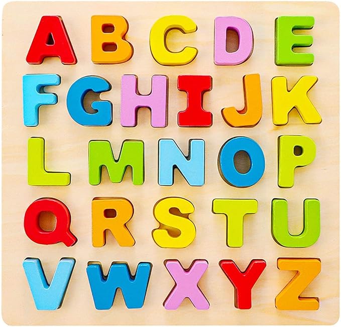 Alphabet Puzzle Wooden ABC Letter Puzzle for Toddlers Preschool Learning Early Educational Toys for Baby Girls Boys 1 2 3 Years Old (Capital Letter)