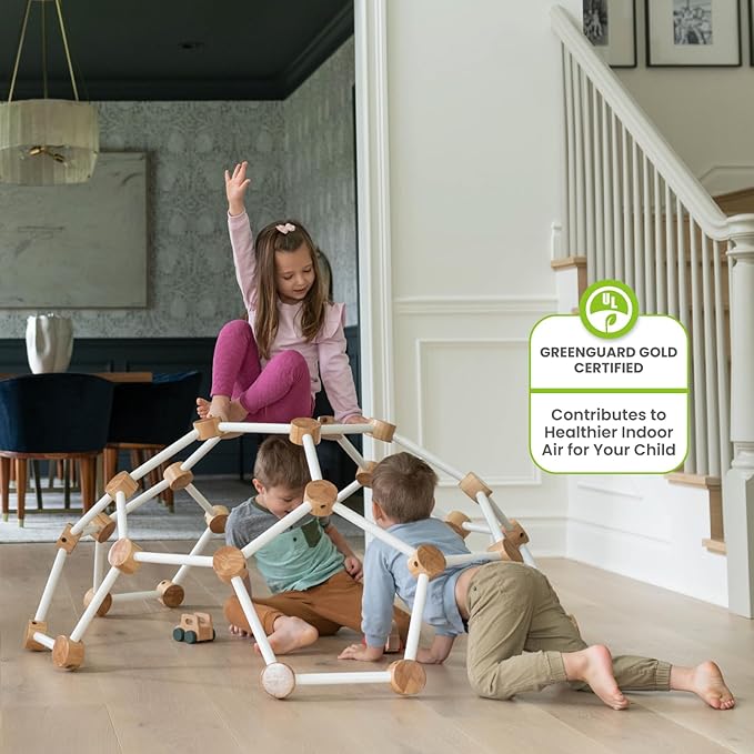 Little Partners Indoor Climbing Gym Active Play Equipment, Solid Wood Montessori Space Dome Climber for Toddlers 2-6 Years, Maximum 100 lb. Capacity, Large