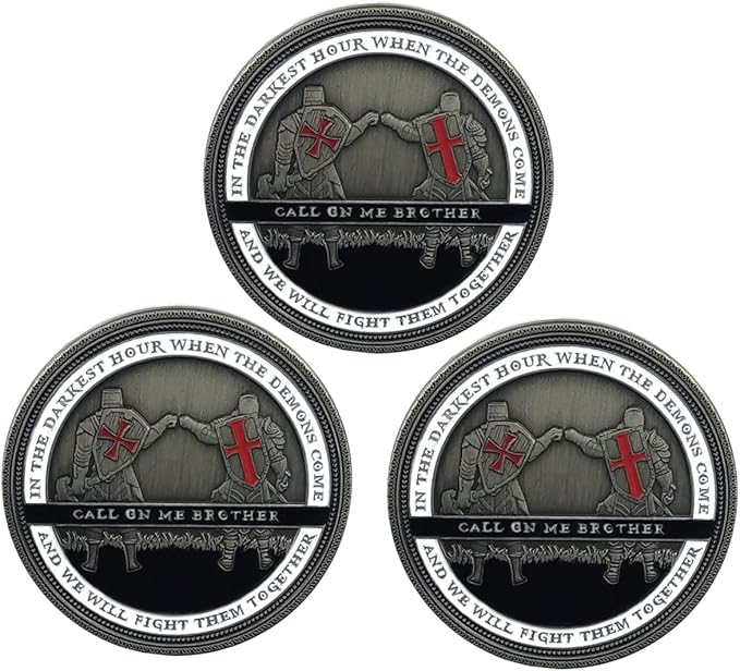 Armor of God Challenge Coin Knights Templar Oath Coin for Religious Collectible Gift (Pack of 3)