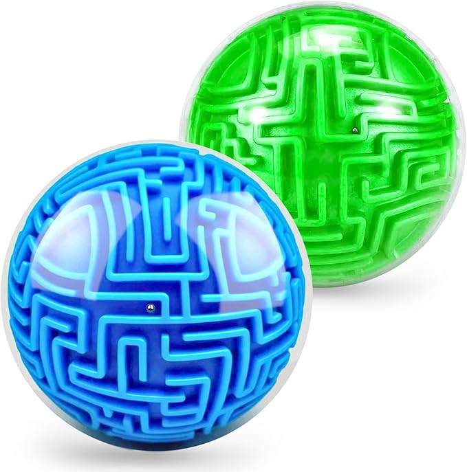 2 Pack 3D Puzzle Maze Ball, Memory Sequential Gravity Cube Balls Educational Toys for Kids Teens & Adults, Hard Challenges Game Lover Tiny Balls Brain Teasers Game Gifts