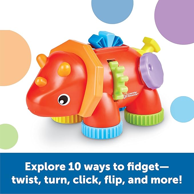 Learning Resources Tracy the Fidget Triceratops, Baby Toys, Sensory Toys For Toddlers, Fine Motor toys, Montessori Toys,1 Piece, Ages 18 Months+