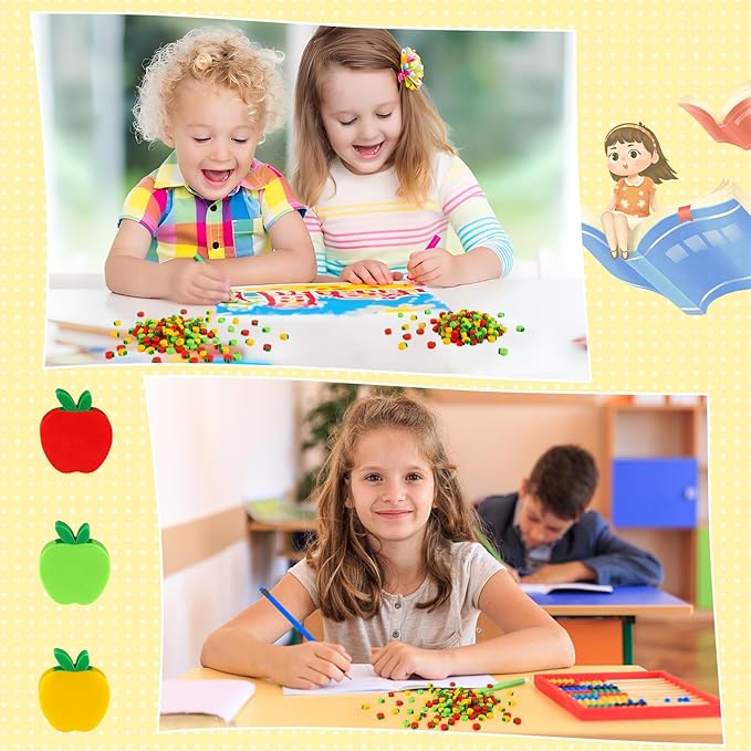 JUNEBRUSHS 150pcs Apples Erasers for Kids Bulk, Welcome Back to School Gifts Mini Apples Erasers for First Day of School Teachers Supplies Students Classroom Prizes Homework Rewards