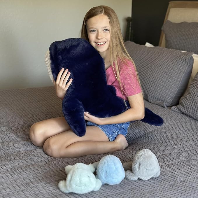 MaoGoLan Blue Whale Plush Toy Stuffed Animals Bulk for Kids, 20 Inch Giant Stuffed Whale Mommy with 3 Babies Inside - Under The Sea Party Favors Christmas Valentine's Day Birthday Gift