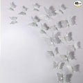 BBTO 48 Pieces Butterfly Wall Decor DIY Mirror 3D Butterfly Stickers Removable Decals for Home Bedroom School Bathroom Living Room Decor(Glitter Silver)