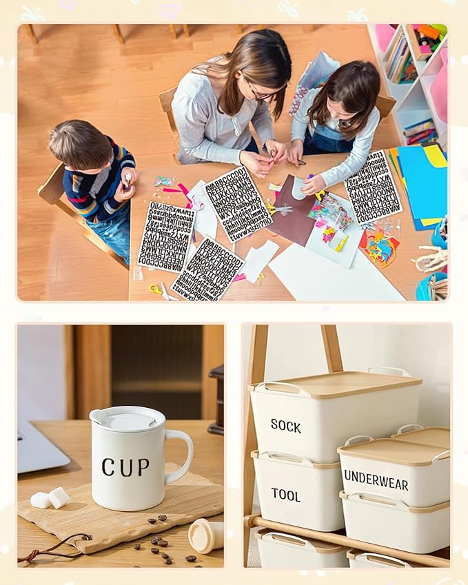 Uniclife 10 Sheets Letter Stickers, 1260 Pcs Scrapbook Stickers, 1 Inch Vinyl Number Alphabet Sticker, Self-Adhesive Stick on Letters for Mailbox Bottles Crafts Posters Decor, Black