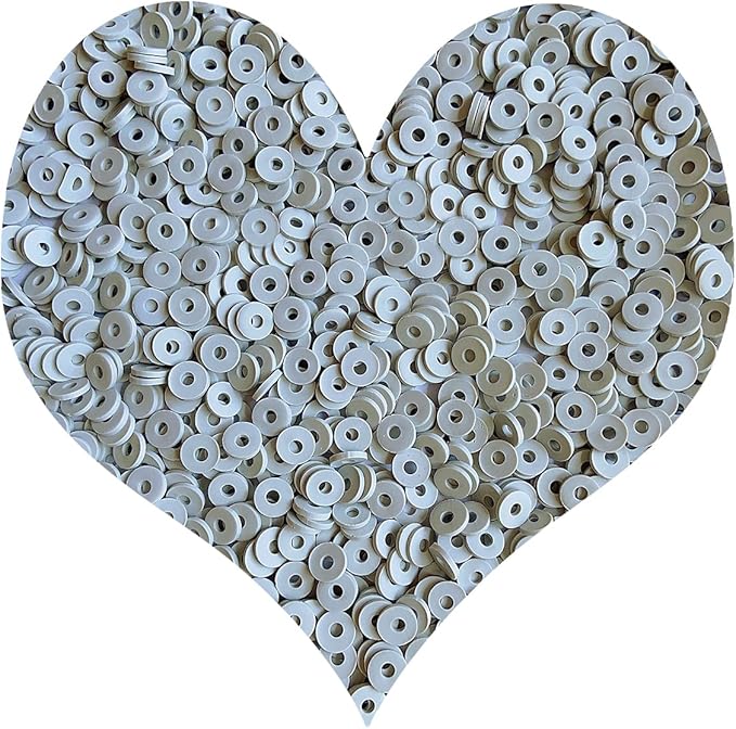 3000Pcs Clay Beads Flat Round Polymer Bead Vinyl Heishi Beads Flat Round Polymer Bead for Jewelry Making Necklace Bracelet (04-Grey)