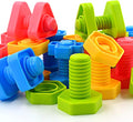 TOMYOU 32 pcs Shapes Nuts and Bolts Stacking Toys - STEM Color Sorting Learning Games - Montessori Building Kids Matching Game for Preschoolers - Construction Fine Motor Skills for Kids