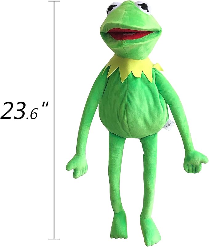 Kermit Frog Puppet with Puppets Control Rod & 50 Pcs Kermit The Frog Puppet Stickers, Hand Kermit Puppet Soft Stuffed Plush Toy for Boys & Girls - 24 Inches