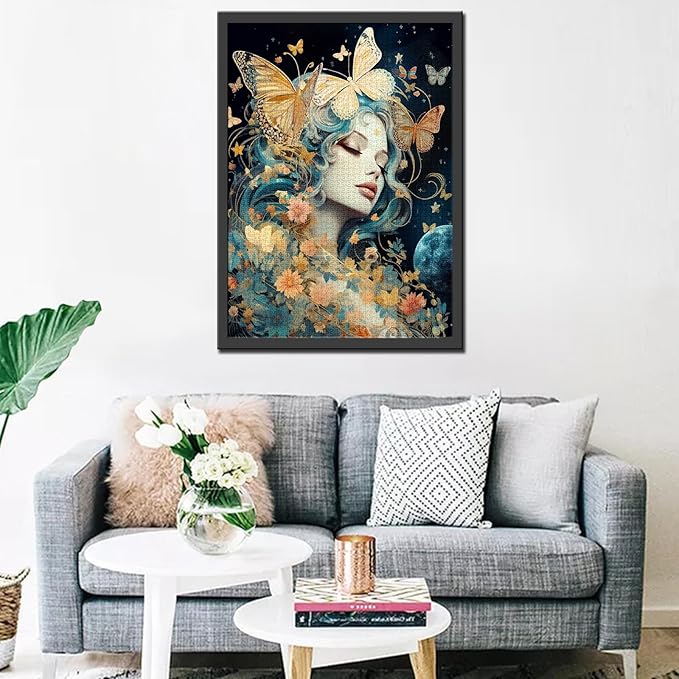 Tucocoo Butterfly Woman Jigsaw Puzzle 1000 Pieces Puzzles for Adults, Fantasy Moon Stars Creative Style Jigsaw Puzzles for Challenging Family Activity Games Colorful DIY Puzzle for Home Decor Gifts