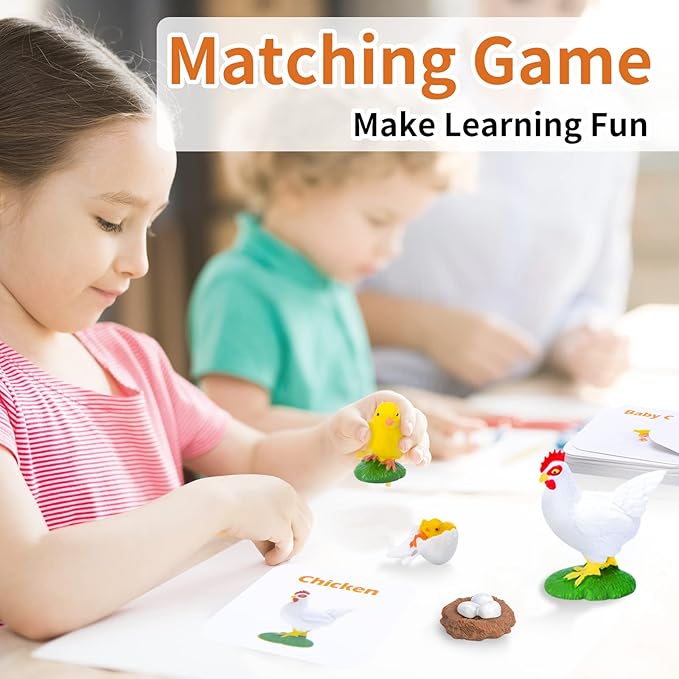 Montessori Life Cycle Animal Figurines Learning & Education Toys, Plastic Turtle Chicken Ant Plant Mantis Salmon Toys for Kids, Preschool Learning Activities for Toddlers