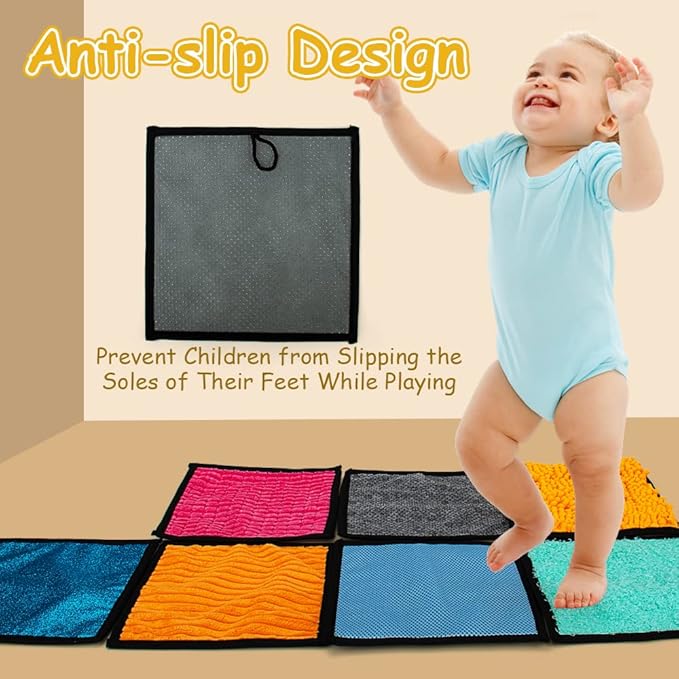 16 Set Sensory Mini Mats Assorted Textured Sensory Floor Tiles - Sensory Walls, Early Sensory Exercise Sensory Mats Sensory Toys for Autistic Children Kids Baby Toddler Fidgeting Activity