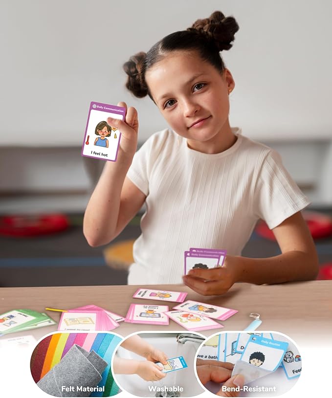 CHEFAN 120 PCS Autism Communication Cards for Speech Delay Non Verbal Children and Adults, Special Needs Visual Aid Language Learning Cue Cards Special Ed Feelings Emotions Flash Cards