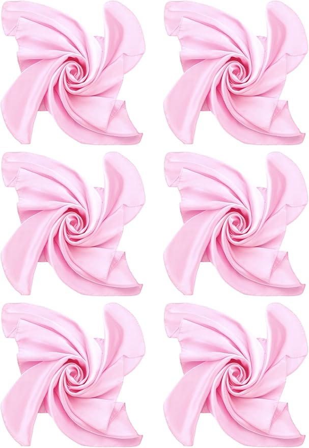 Boao 6 Pieces Chiffon Scarf 1950s Square Neck Head Scarfs Vintage Soft Polyester for Women Lady