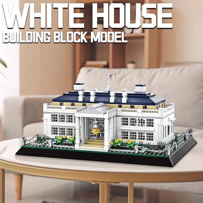 White House Model Building Block Sets Washington DC Architecture Building Kits World Famous Landmark Series Architecture Model Toys Gift for Adults Kids Teens 894 Pieces