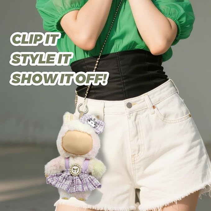 Clothes for LABUBU 17cm Doll (NO Doll),Outfit for LABUBU,Dress and Hairpin Set for LABUBU Dress Up,Accessories for LABUBU