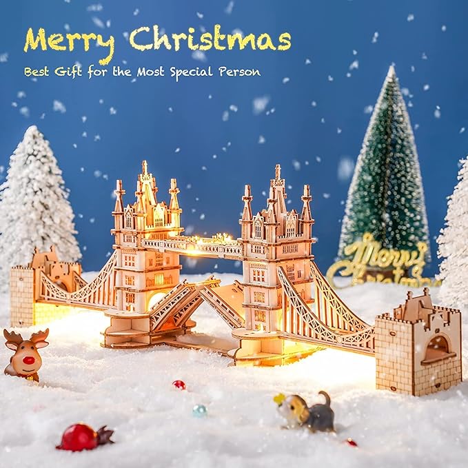 Rowood 3D Puzzles for Adults,DIY Wooden Model Kits for Adults to Build,Birthday London Tower Bridge