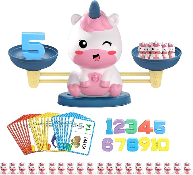Snugzy Unicorn Balance Counting Toys Math Games Kindergarten Learning Games Kids Balance Scale Educational Toys Gifts for 3 4 5 Year Old Boys Girls