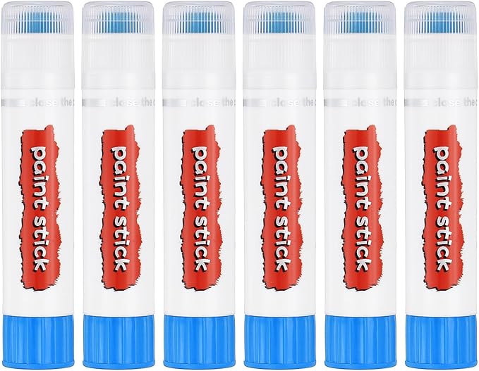 PATIKIL Tempera Paint Sticks, 6 Pcs Solid Tempera Paints Sticks Washable Bulk Markers Pen Quick Drying for Artists Beginners Art Supplies, Light Blue
