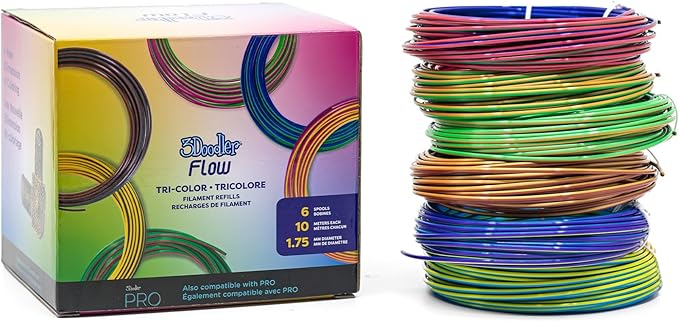 SCRIB3D Advanced 3D Printing Pen Bundle with 6 Spools of Tri-Color PLA Filament – Includes 3D Pen, 3 Starter Filaments, Stencil Book, and 200 feet of Vibrant PLA Filament for Creativity in 3D