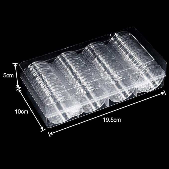 FRIMOONY 2 Pack 41mm Coin Capsules, with Foam Gasket and Plastic Storage Box, for Coin Collection