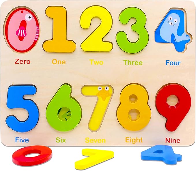 You&Xi Toddler Puzzles for Kids Age 3-4 Years Old-Wooden Number Preschool Puzzles