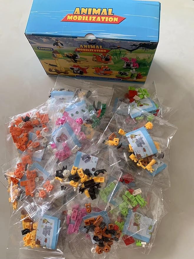30 Packs Building Blocks Party Favors for Kids, Mini Animals Building Block Sets for Classroom Prizes Birthday Goodie Bag Fillers Valentines Easter Gifts for Kids Boys Girls 4+ Year