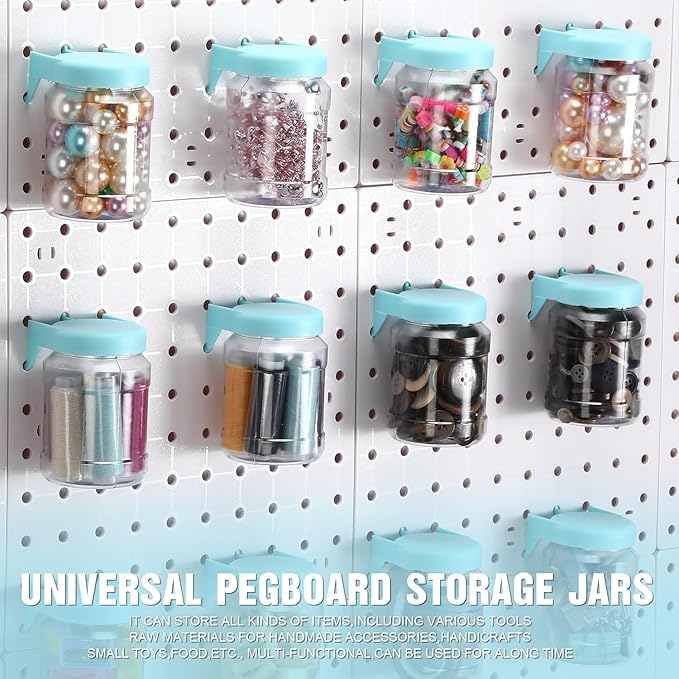 Unittype 20 Set Pegboard Organizer Accessories Peg Boards Jars with Lids Plastic Pegboards Bins Storage Containers Clear Peg Board Wall Organizer for Garage Sewing Office Home Supplies(Light Green)