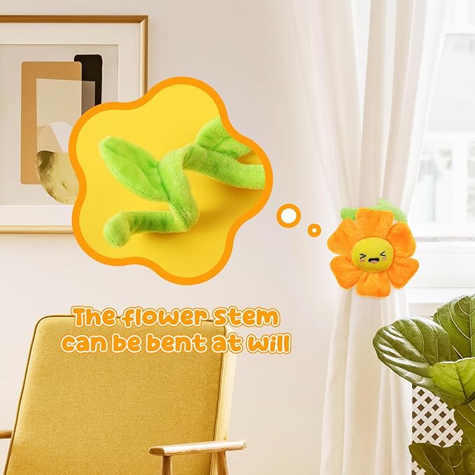 18 Pcs Plush Smile Flower Stuffed Bendable Stems Plush Bouquet Toy Soft Floral 12.6 Inch for Graduation 2025 Mother's Day Valentines Day Girl Girlfriend Wife Family and Friends(Elegant Style)